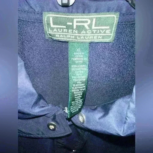 Lauren Ralph Lauren Orange Navy Womens XL Zip up Sweat Jacket W Sleeve Patch - Picture 4 of 4